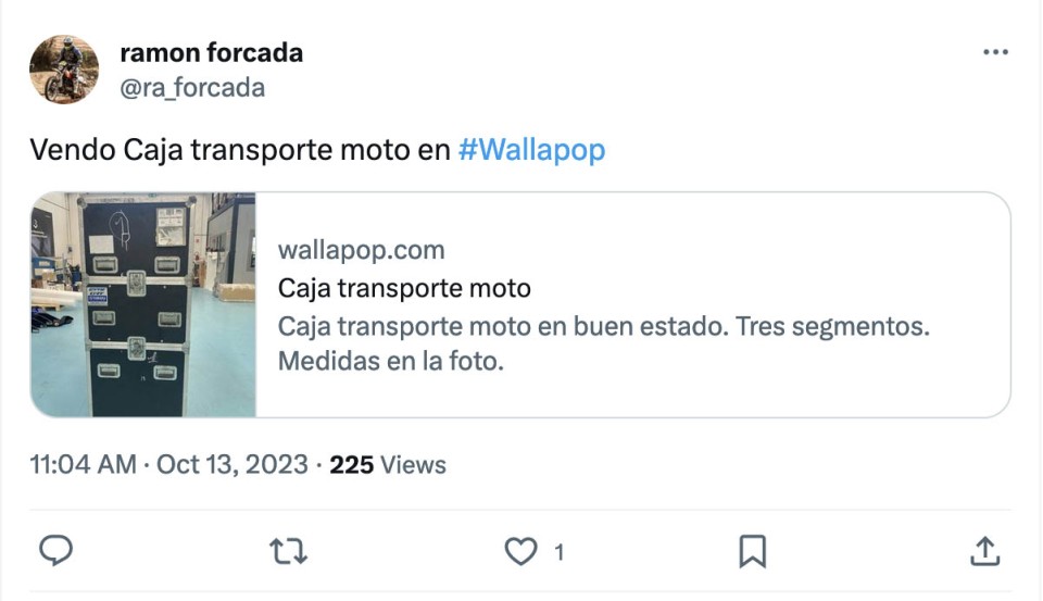 MotoGP: Ramon Forcada vende una cassa per trasporto moto su Wallapop!