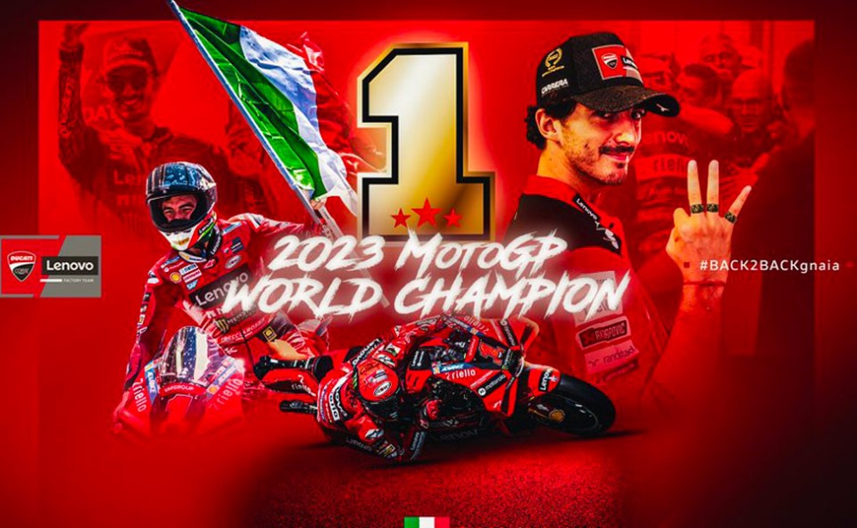 MotoGP: Pecco Bagnaia concede il bis: con Rossi e Marquez entra nella storia