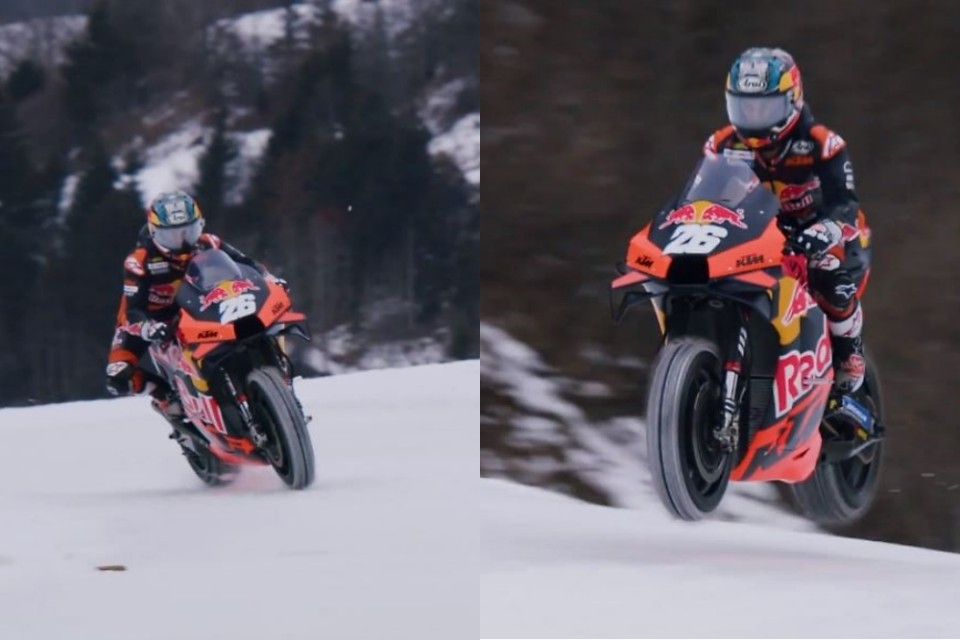 MotoGP: Dani Pedrosa enjoys riding the KTM MotoGP on snow