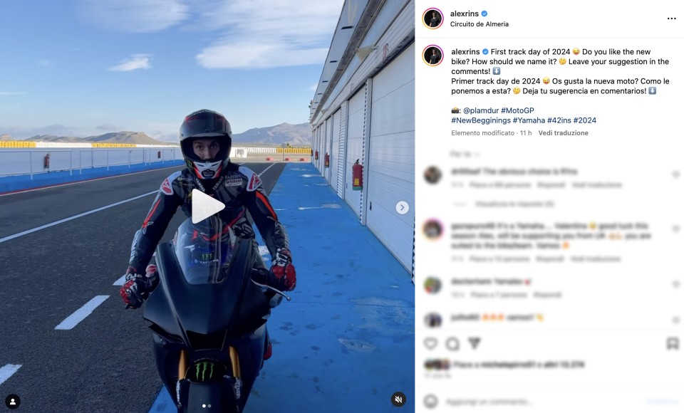 MotoGP: VIDEO - Alex Rins inizia il 2024 sulla Yamaha R1 ad Almeria
