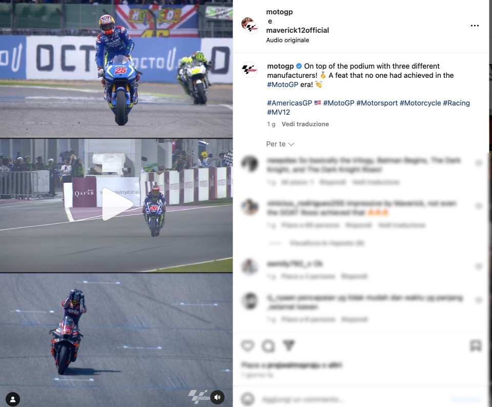 MotoGP: VIDEO - Maverick Vinales: unico a vincere con Suzuki, Yamaha e Aprilia