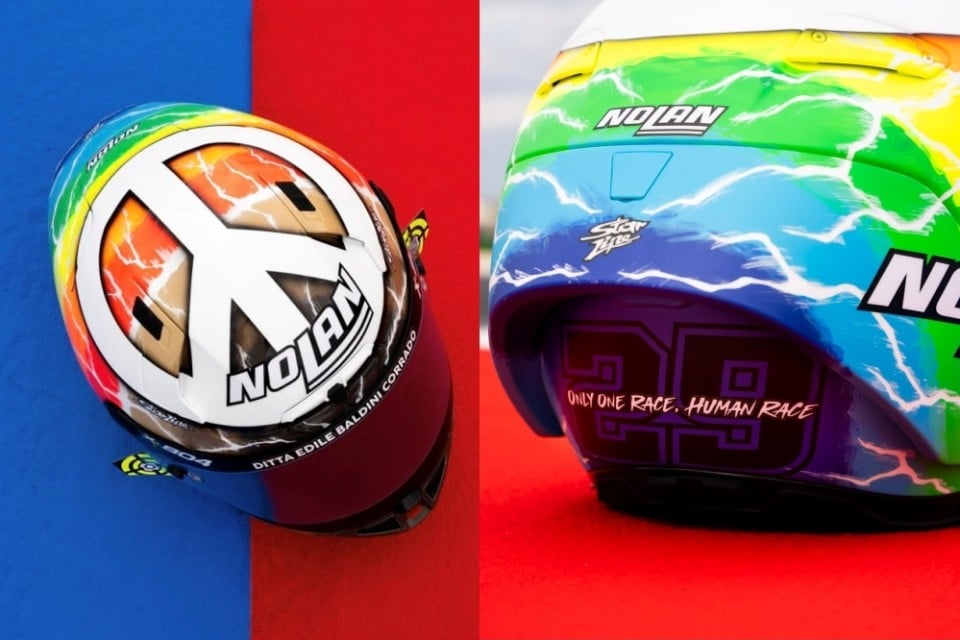 SBK: Andrea Iannone brings a message of peace to Misano with a rainbow helmet