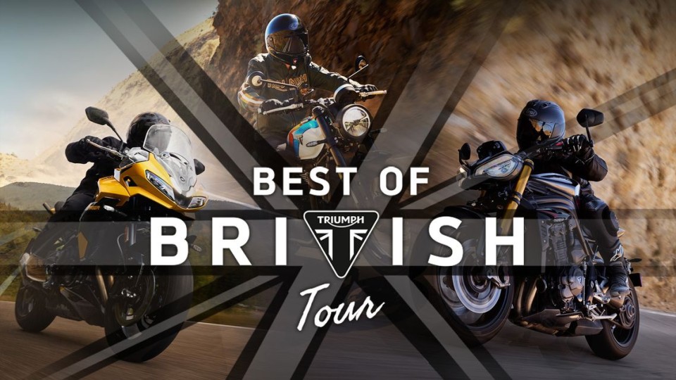 Moto - News: Triumph Best of British Tour 2025: 12 moto in test e 11 tappe