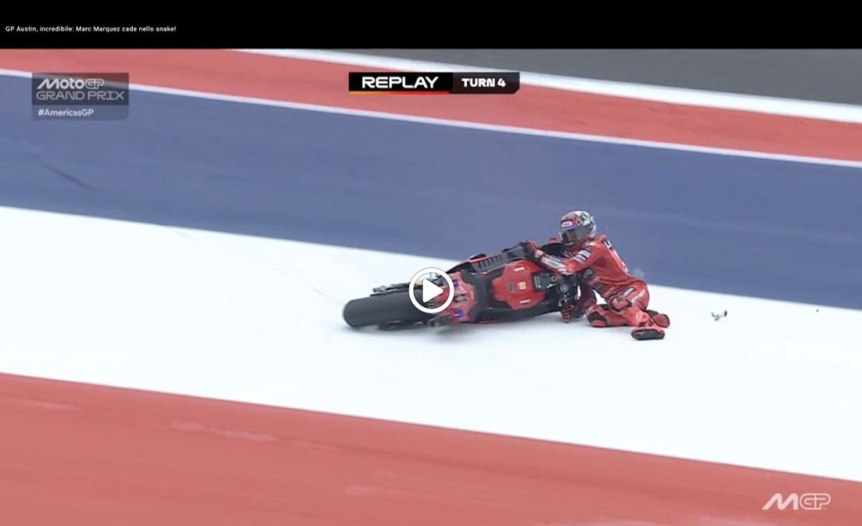 MotoGP: VIDEO - La caduta di Marc Marquez ad Austin: una vittoria buttata