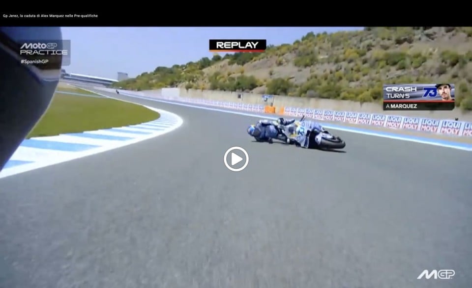 MotoGP: VIDEO - La caduta di Alex Marquez mentre seguiva Marc a Jerez