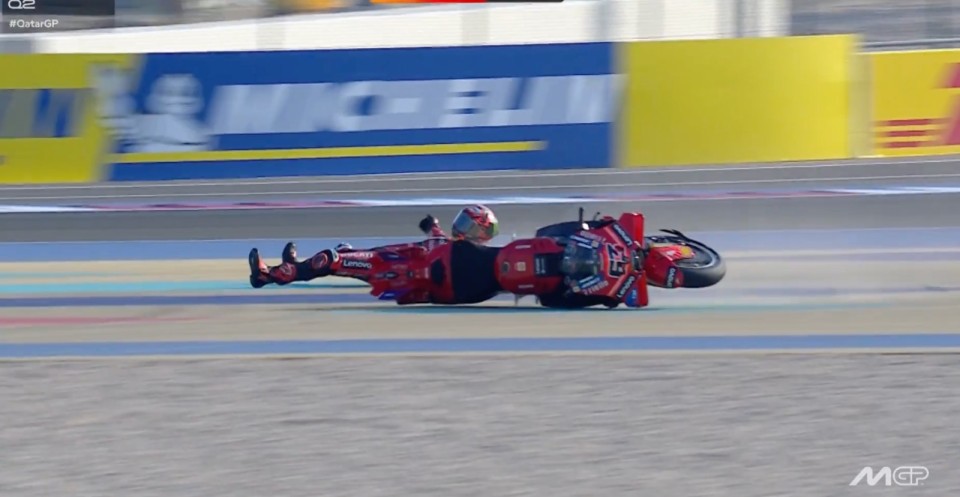 MotoGP: VIDEO - Bagnaia disaster in Q2: falls and is condemned to the 4th row
