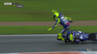 MotoGP: FOTO. L'high side di Valentino Rossi sul bagnato a Valencia