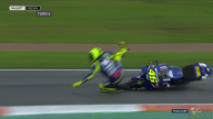 MotoGP: FOTO. L'high side di Valentino Rossi sul bagnato a Valencia