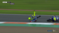 MotoGP: FOTO. L'high side di Valentino Rossi sul bagnato a Valencia