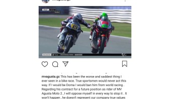 Moto2: Castiglioni su Fenati: non rappresenta i nostri valori