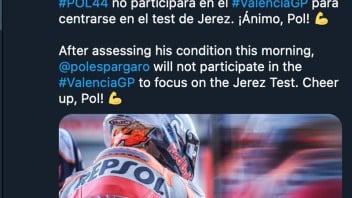 MotoGP: ULTIM'ORA - Pol Espargarò non correrà a Valencia, Honda senza piloti