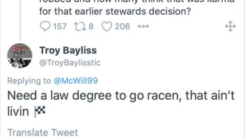 News: Bayliss: "Need a law degree to go racen, that ain’t livin"