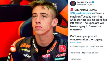 Moto2: ULTIM'ORA - Pedro Acosta si è rotto il femore, domani sarà operato