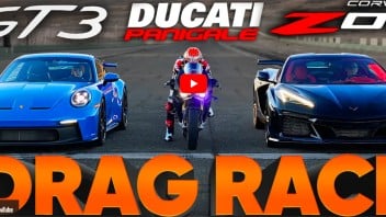 Moto - News: VIDEO - Ducati Panigale V4 SP2 beats Corvette, Porsche, and Audi in drag race