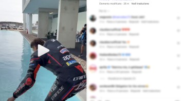 MotoGP: Altro che Tania Cagnotto: Bezzecchi si tuffa nella piscina a Portimao!