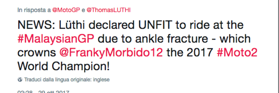 Luthi unfit