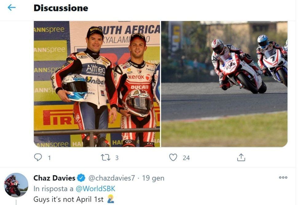 WSBK: Davies: “Il ritorno di Fabrizio? Non è mica il pesce d’aprile”