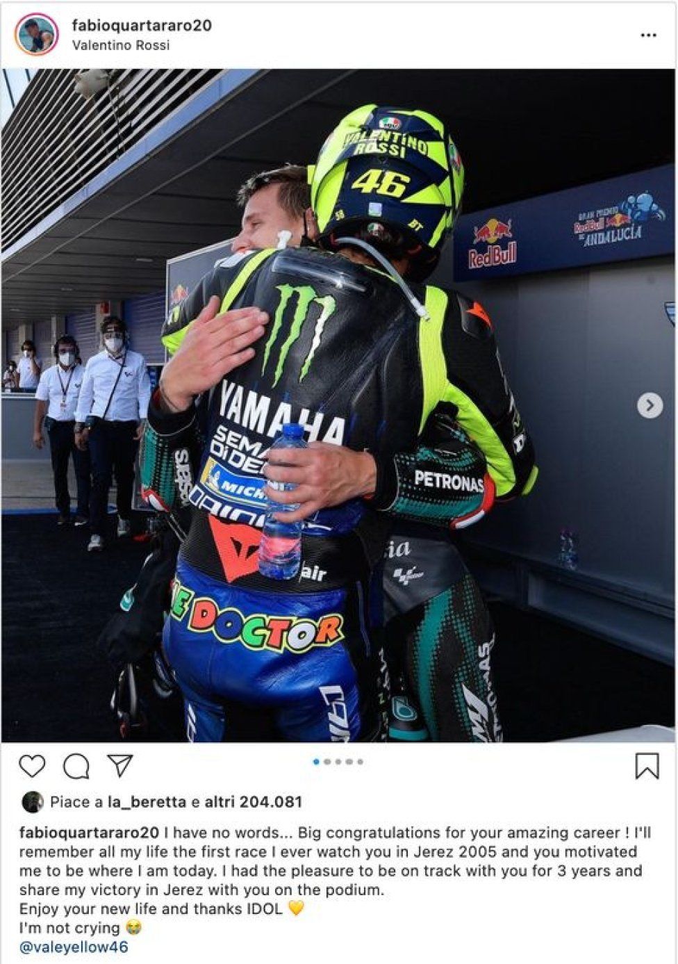 : Amici e rivali: l'omaggio sui social a Valentino Rossi