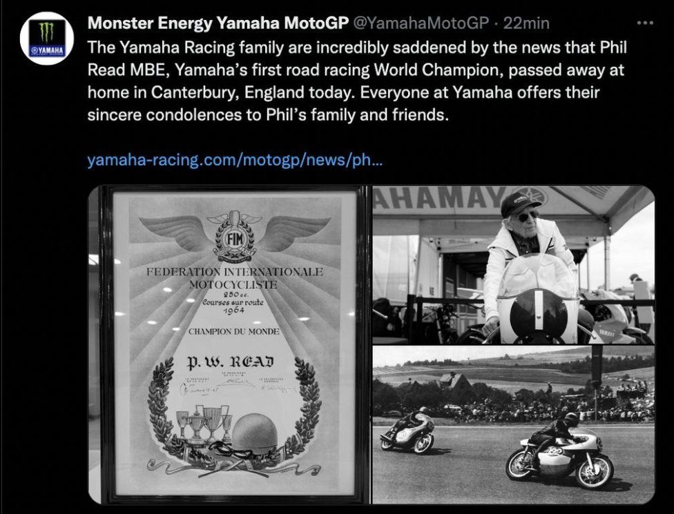 MotoGP: Il mondo del motociclismo rende l'ultimo omaggio a Phil Read