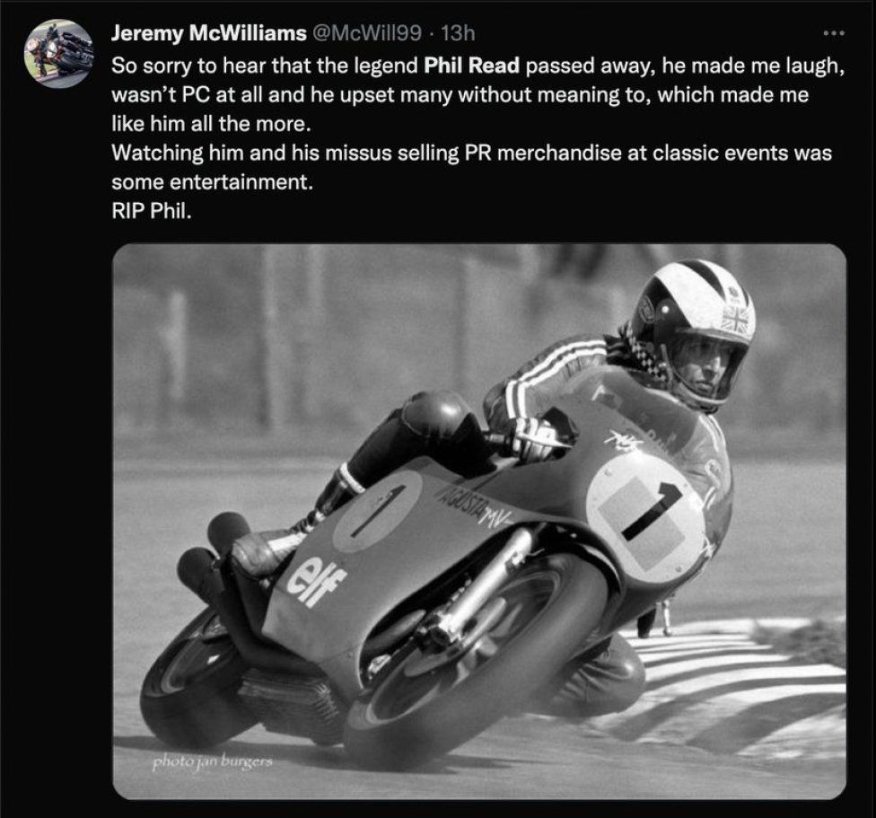 MotoGP: Il mondo del motociclismo rende l'ultimo omaggio a Phil Read