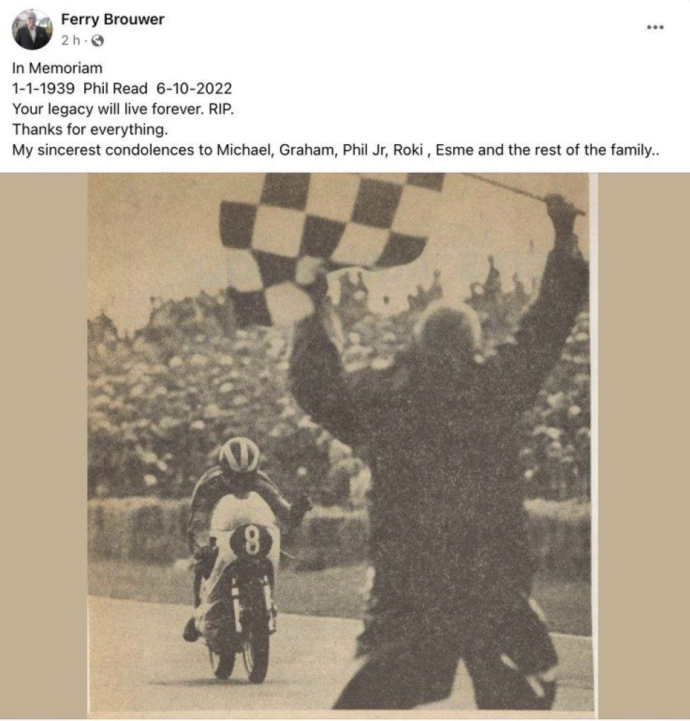 MotoGP: Il mondo del motociclismo rende l'ultimo omaggio a Phil Read