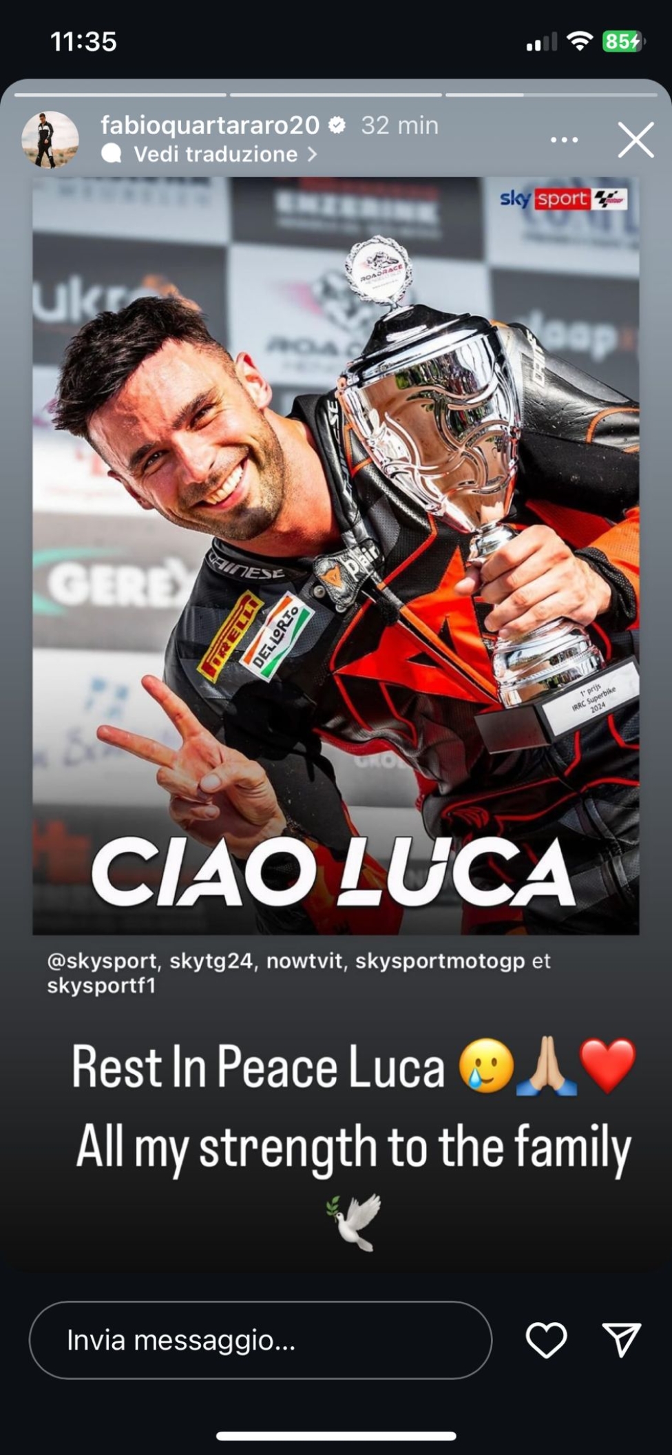 MotoE: The two-wheel world huddles on social to say goodbye to Luca Salvadori