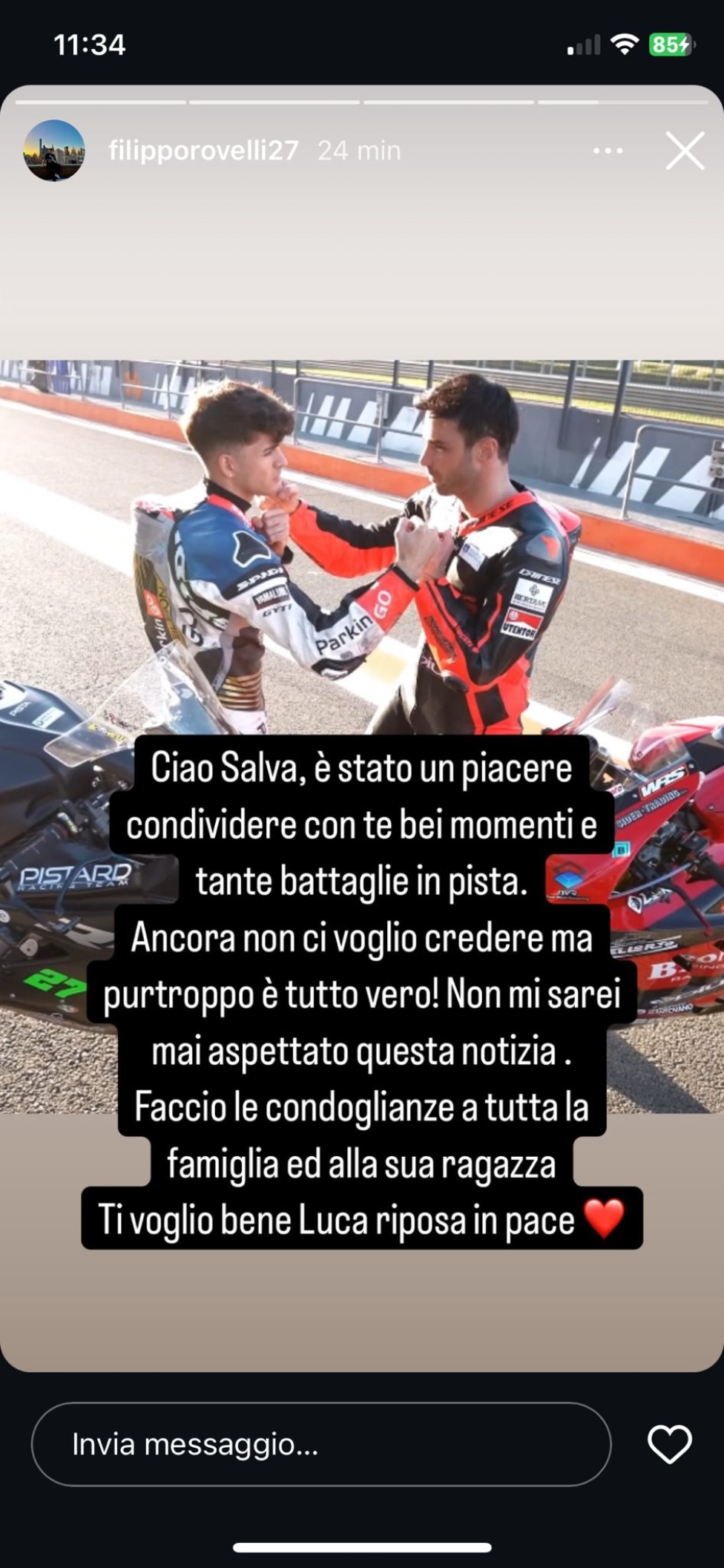 MotoE: The two-wheel world huddles on social to say goodbye to Luca Salvadori