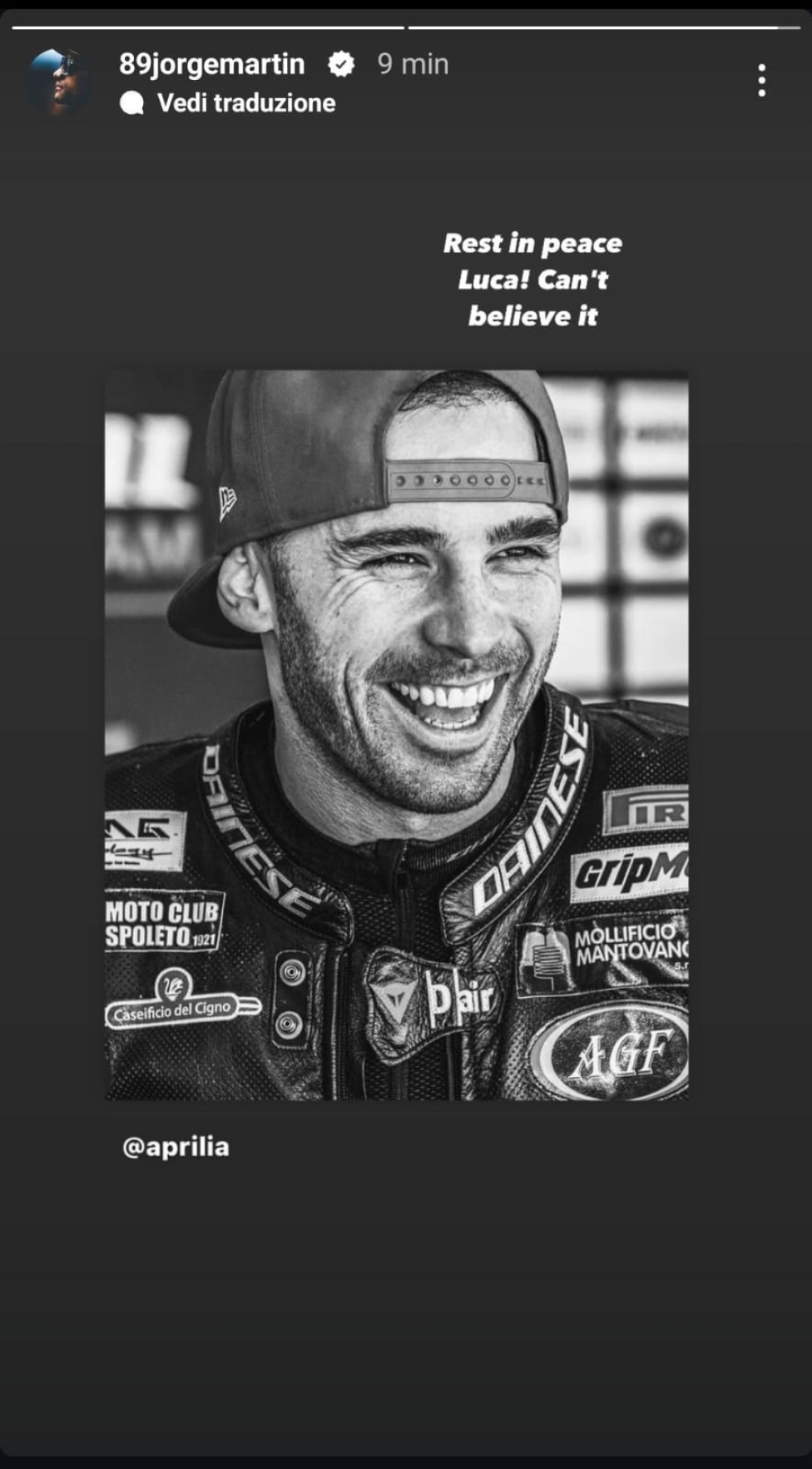 MotoE: Il mondo delle due ruote si stringe sui social per salutare Luca Salvadori
