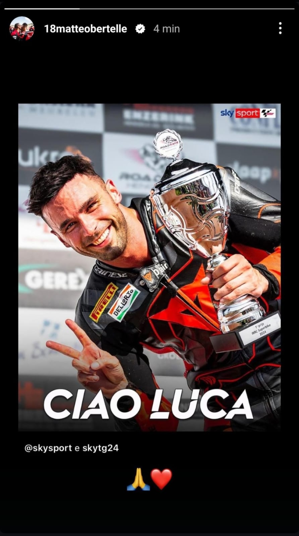 MotoE: Il mondo delle due ruote si stringe sui social per salutare Luca Salvadori