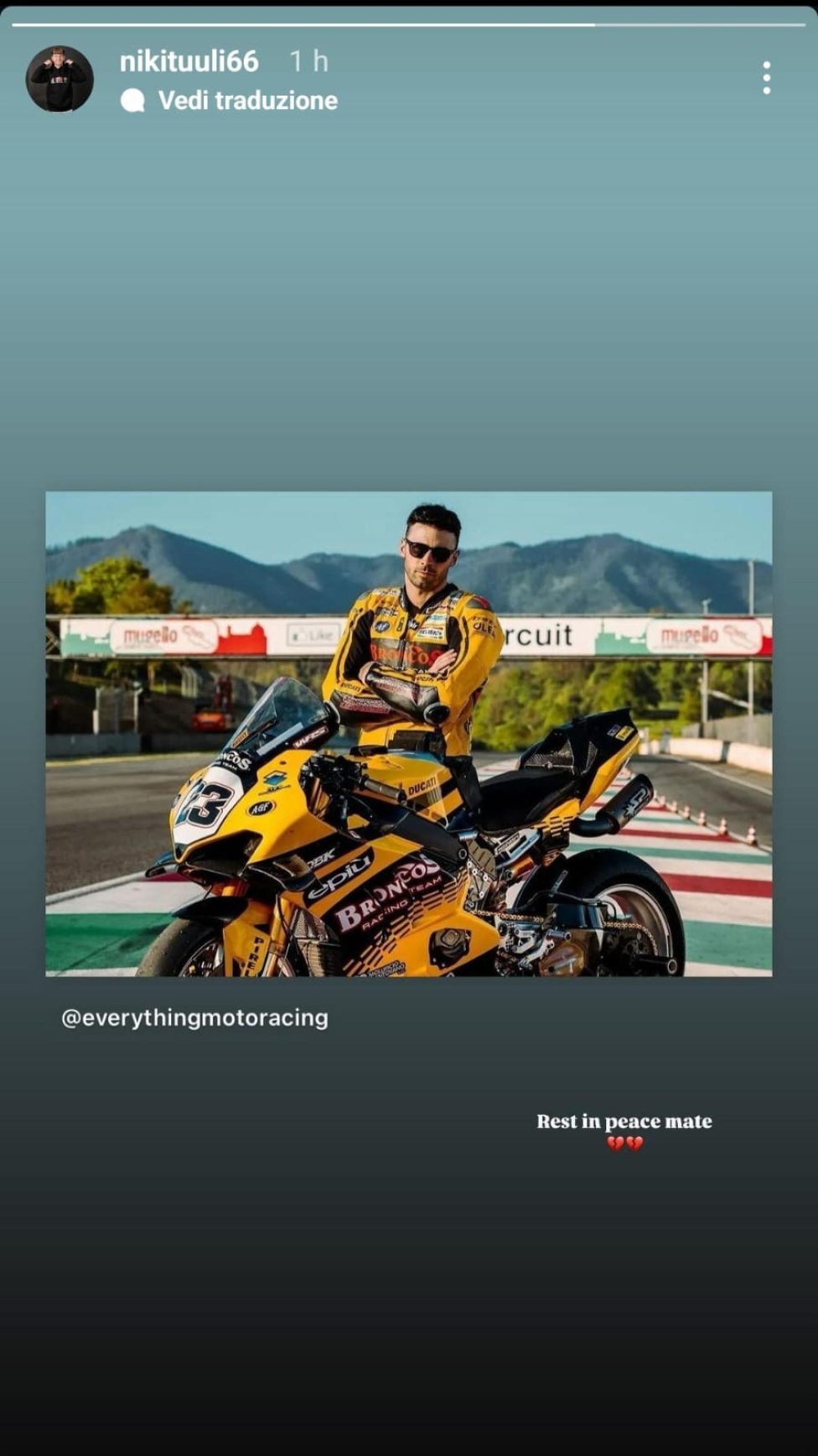 MotoE: Il mondo delle due ruote si stringe sui social per salutare Luca Salvadori