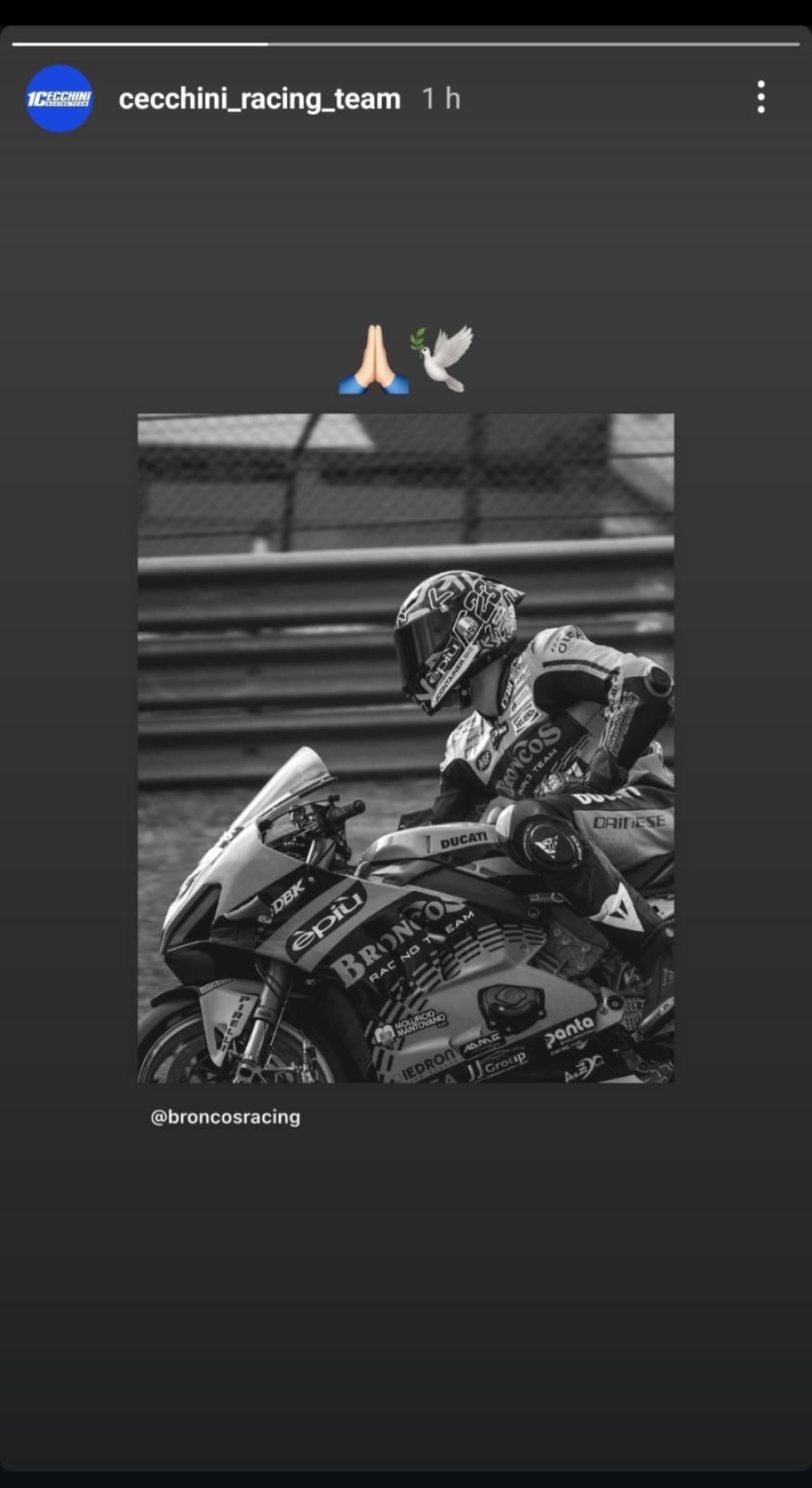 MotoE: Il mondo delle due ruote si stringe sui social per salutare Luca Salvadori