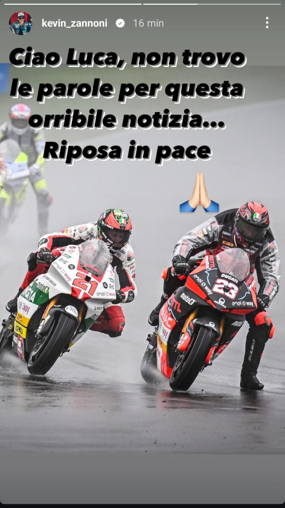 MotoGP: Da Bagnaia a Quartararo: il motociclismo saluta Luca Salvadori