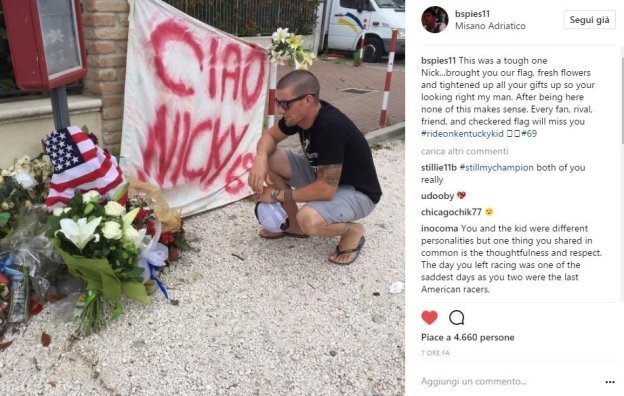 MotoGP: Ben Spies omaggia Hayden sul luogo dell'incidente 