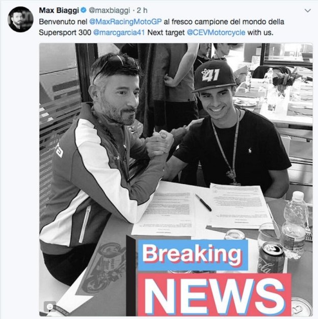Moto3: Marc Garcia in the CEV with Max Biaggi