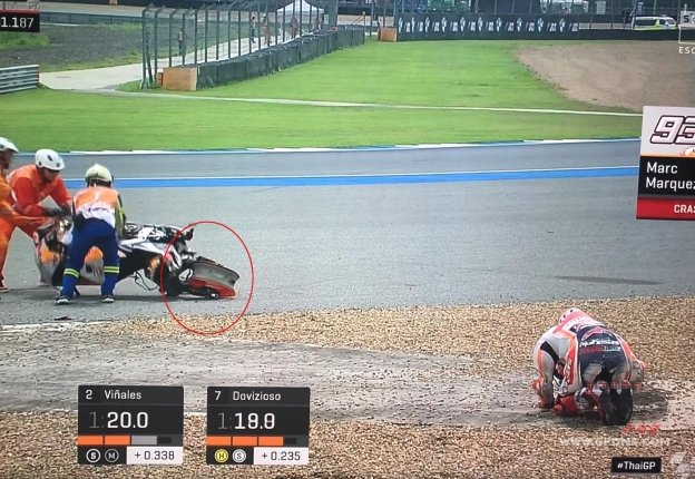 MotoGP: La caduta anomala di Marquez: gomma fredda o problema meccanico?