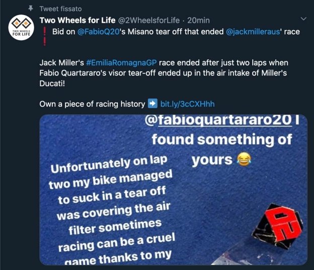MotoGP: Quartararo's visor that stopped Miller's Ducati up for auction