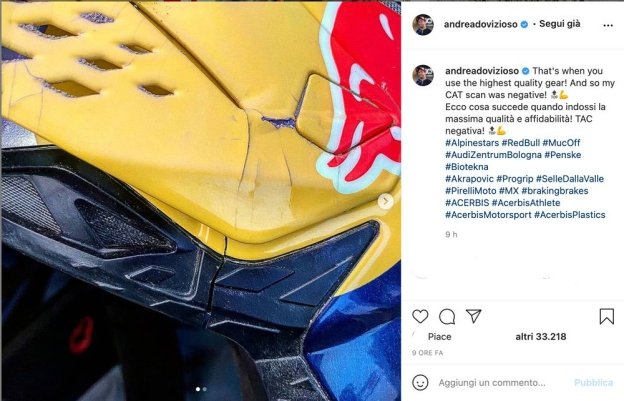 MotoGP: Dovizioso: Negative head CT result, Andrea thanks his helmet