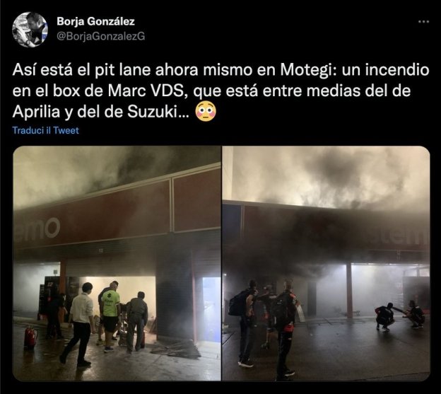 MotoGP: ULTIM'ORA: un incendio a Motegi nel box del team Marc VDS