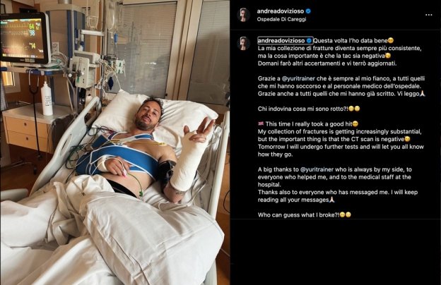 MotoGP: Dovizioso scherza sull'incidente: "la mia collezione di fratture è consistente"