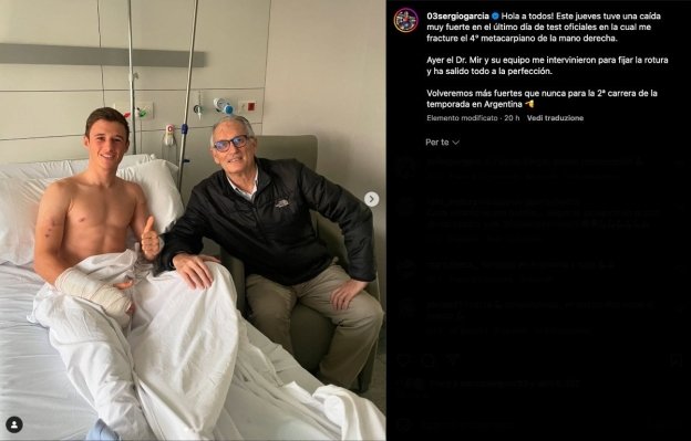 Moto2: Sergio Garcia operato alla mano destra: salterà il GP di Thailandia