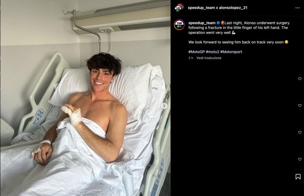 Moto2: Frattura al dito mignolo della mano sinistra per Lopez: già operato