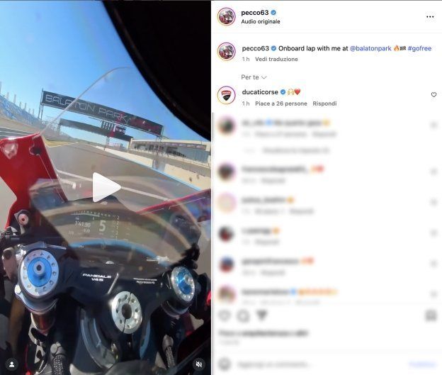 MotoGP: VIDEO - Con Pecco Bagnaia al Balaton Park sulla Ducati Panigale V4s