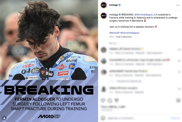 MotoGP: ULTIM'ORA - Inizia male il 2026 di Aldeguer: frattura al femore sinistro
