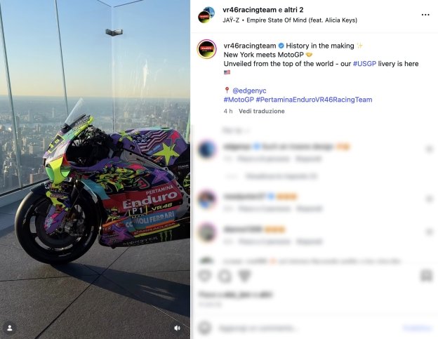 MotoGP: Empire State of VR46: la Ducati di Morbidelli e Di Giannantonio saluta New York