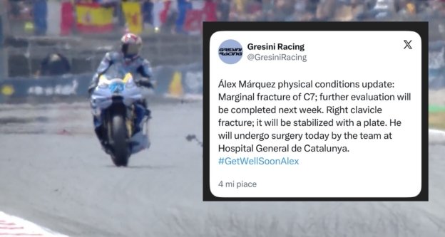Alex Marquez: frattura alla clavicola destra e leggera frattura alla vertebra C7