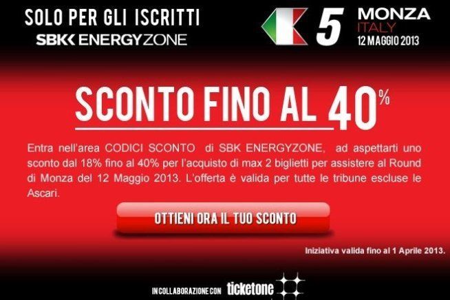 Moto - News: Superbike: sconto del 40% per Monza