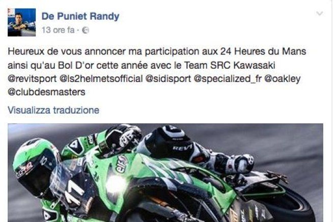 SBK: De Puniet correrà 24 Ore di Le Mans e Bol D'Or con Kawasaki