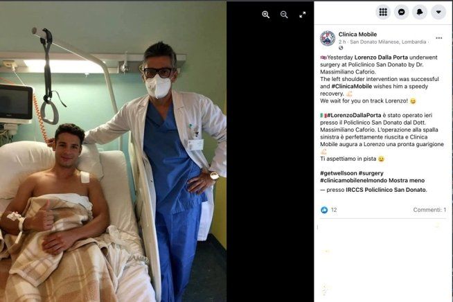Moto2: Lorenzo Dalla Porta operato alla spalla sinistra con successo