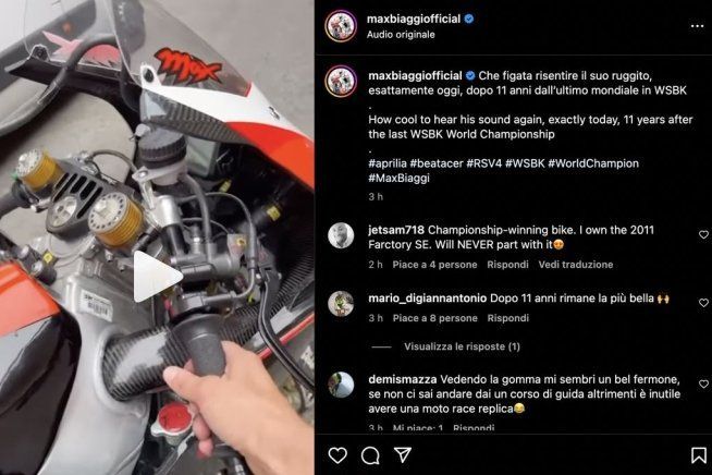 SBK: VIDEO - Biaggi fa cantare la regina: il ruggito dell'Aprilia RSV4 iridata