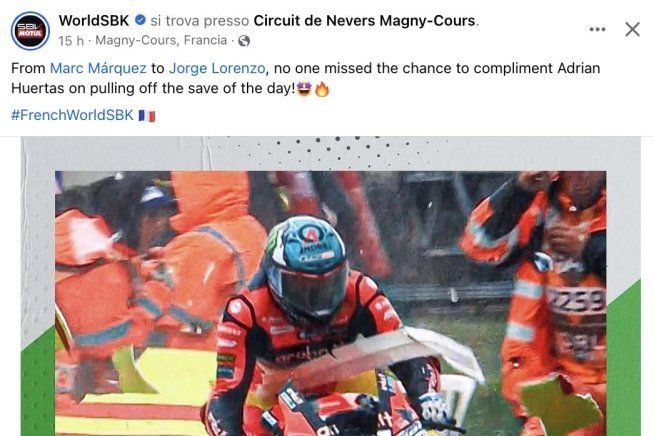 SBK: Huertas, l'incredibile salvataggio a Magny-Cours che ha stupito persino Marquez